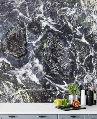 mustavalkoinen marmoritapetti seinämaalaus nimeltä Black Marble keittiöihin ja kylpyhuoneisiin mustavalkoinen marmoritapetti seinämaalaus nimeltä Black Marble keittiöihin ja kylpyhuoneisiin