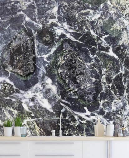 svart och vit marmor tapet väggmålning kallad Black Marble för kök och badrum svart och vit marmor tapet väggmålning kallad Black Marble för kök och badrum