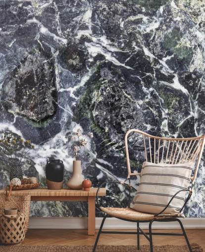schwarz-weißes Marmortapeten-Wandbild namens Black Marble für Küchen und Badezimmer schwarz-weißes Marmortapeten-Wandbild namens Black Marble für Küchen und Badezimmer