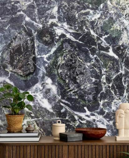 zwart-wit marmeren behangmuurschildering genaamd Black Marble voor keukens en badkamers zwart-wit marmeren behangmuurschildering genaamd Black Marble voor keukens en badkamers