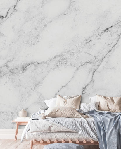 mural de papel de parede de mármore branco personalizável chamado mármore preto e branco para cozinhas e banheiros