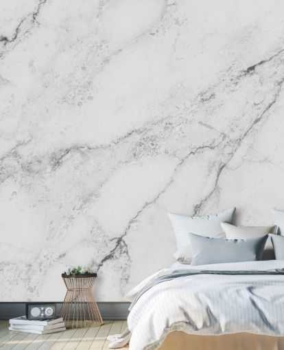 mural de papel de parede de mármore branco personalizável chamado mármore preto e branco para cozinhas e banheiros