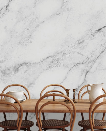 papier peint mural en marbre blanc personnalisable appelé Black and White Marble pour cuisines et salles de bain