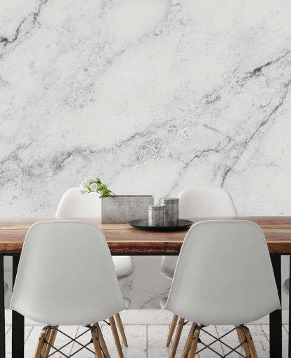 weiße, individuell gestaltbare Marmortapete namens Black and White Marble für Küchen und Badezimmer