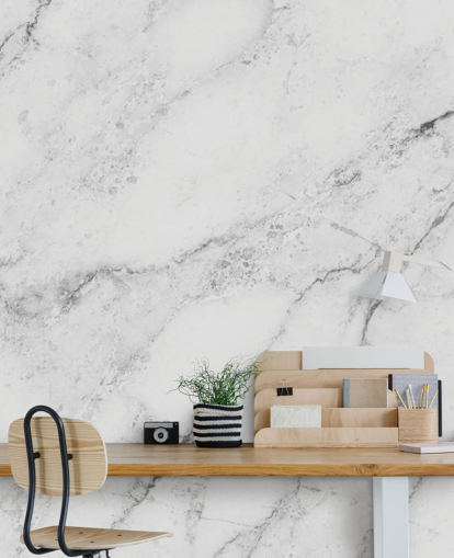 papier peint mural en marbre blanc personnalisable appelé Black and White Marble pour cuisines et salles de bain