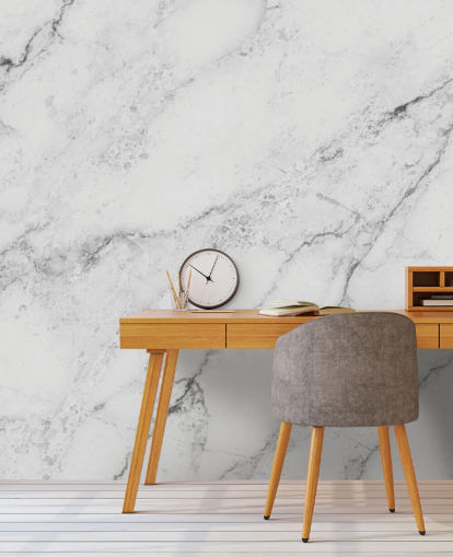 carta da parati murale in marmo bianco personalizzabile chiamata Black and White Marble per cucine e bagni