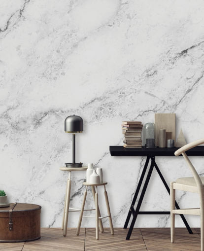 mural de papel pintado de mármol blanco personalizable llamado Black and White Marble para cocinas y baños mural de papel pintado de mármol blanco personalizable llamado Black and White Marble para cocinas y baños
