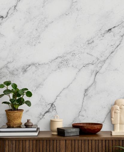 papier peint mural en marbre blanc personnalisable appelé Black and White Marble pour cuisines et salles de bain