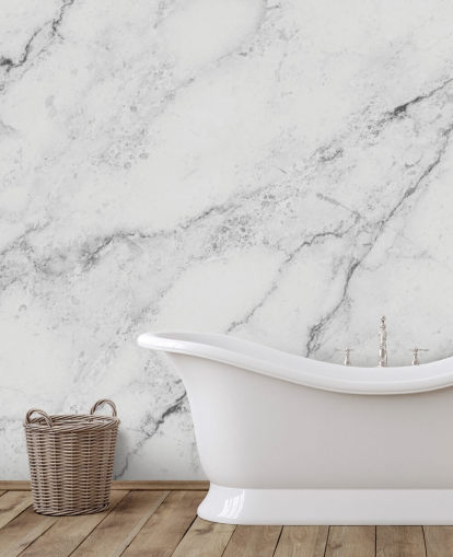 carta da parati murale in marmo bianco personalizzabile chiamata Black and White Marble per cucine e bagni