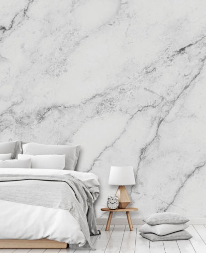 papier peint mural en marbre blanc personnalisable appelé Black and White Marble pour cuisines et salles de bain