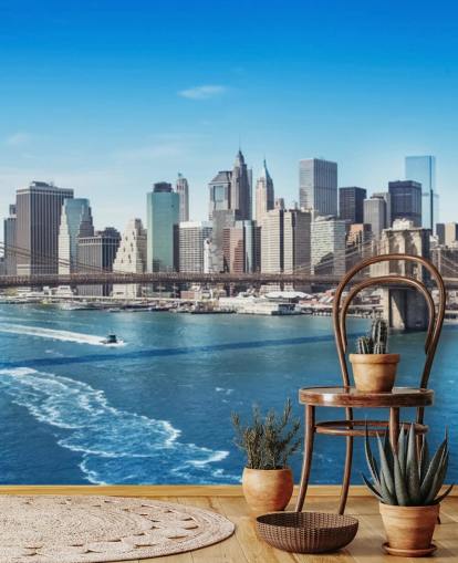 papier peint mural lumineux de la ville de New York appelé New York Brooklyn Bridge Skyline papier peint mural lumineux de la ville de New York appelé New York Brooklyn Bridge Skyline