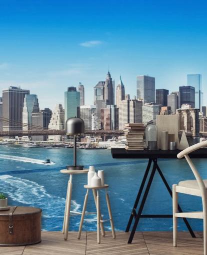 brillante mural de papel pintado de la ciudad de Nueva York llamado New York Brooklyn Bridge Skyline brillante mural de papel pintado de la ciudad de Nueva York llamado New York Brooklyn Bridge Skyline