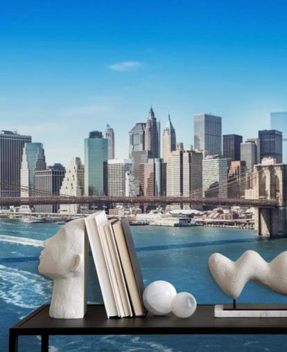 brillante mural de papel pintado de la ciudad de Nueva York llamado New York Brooklyn Bridge Skyline