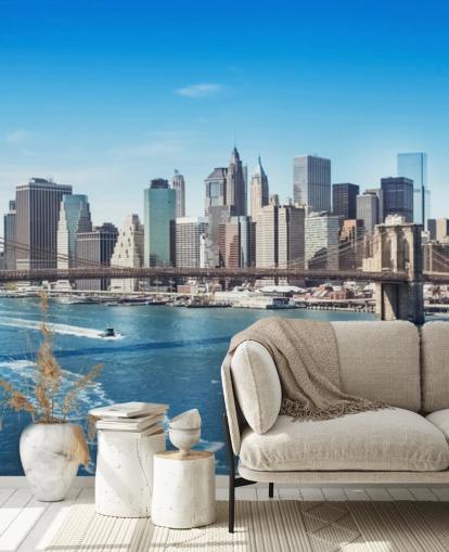 brillante murale di carta da parati di New York City chiamato New York Brooklyn Bridge Skyline