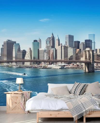 lyst tapet i New York City kalt New York Brooklyn Bridge Skyline