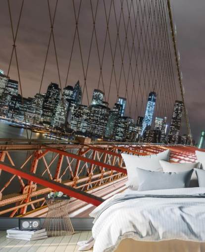 Brooklyn Bridge bei Nacht Fototapete