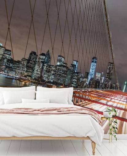 mural de pared puente de brooklyn en la noche