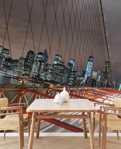 Brooklyn Bridge bei Nacht Fototapete