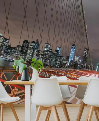 ponte de brooklyn no mural da parede da noite