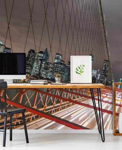 Papier Peint Fresque Pont de Brooklyn la nuit