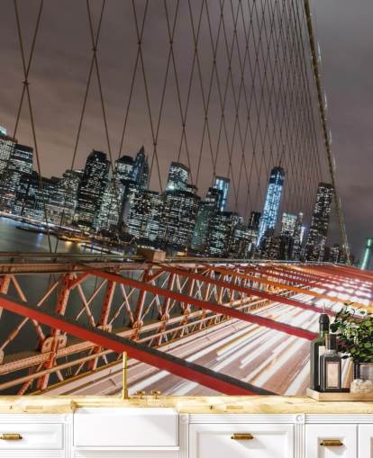 Brooklyn Bridge bei Nacht Fototapete
