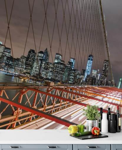 Brooklyn Bridge bei Nacht Fototapete