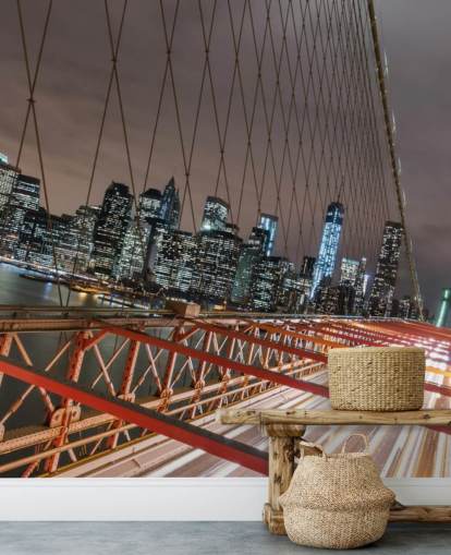 brooklyn bridge bij nachtmuurschildering brooklyn bridge bij nachtmuurschildering