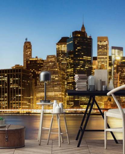 lit up new york at night wallpaper mural