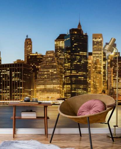 beleuchtete New York bei Nacht Fototapete
