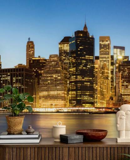 iluminou o mural de papel de parede de Nova York à noite