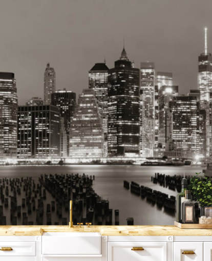 svart og hvitt manhattan tapet