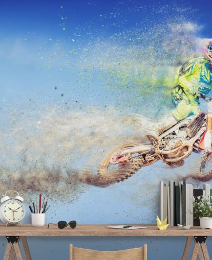 Flying Motocross Rider behang