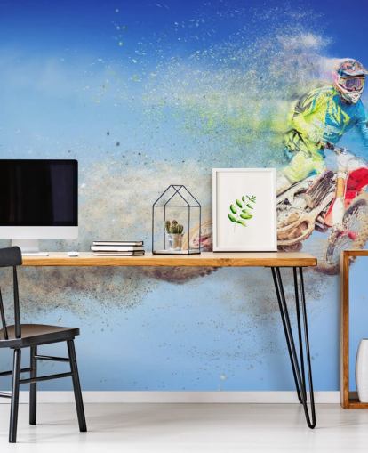 Flying Motocross Rider behang Flying Motocross Rider behang