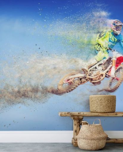 Flying Motocross Rider behang Flying Motocross Rider behang