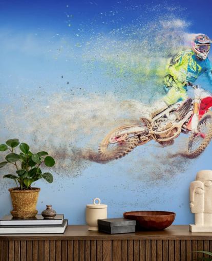 Flygande Motocross Rider Bakgrund