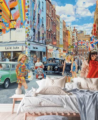 Londoner Straßentapete der 1960er Jahre