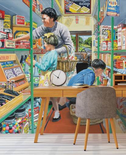 loja móvel no passado, papel de parede