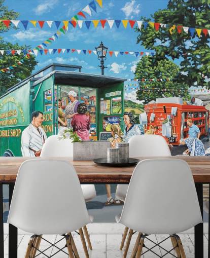 mobile food shop in village wallpaper