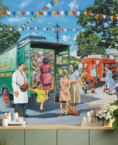 mobile food shop in village wallpaper