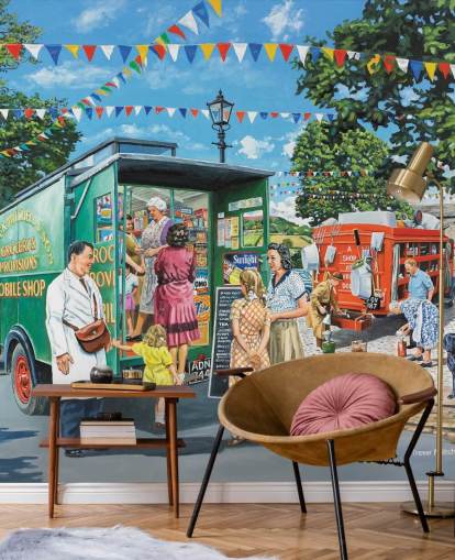 mobile food shop in village wallpaper