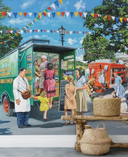 mobile food shop in village wallpaper