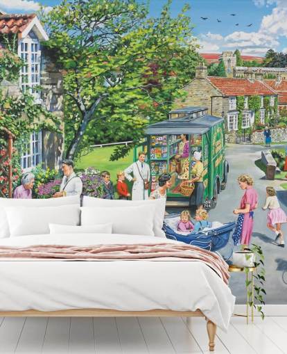 loja de móveis no meio de um papel de parede da vila