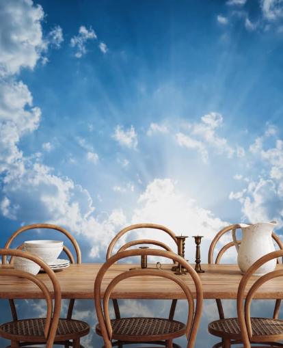 Carta da parati con cielo blu e bianco