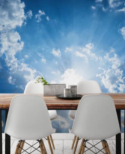 Papel de Parede Céu Azul e Branco