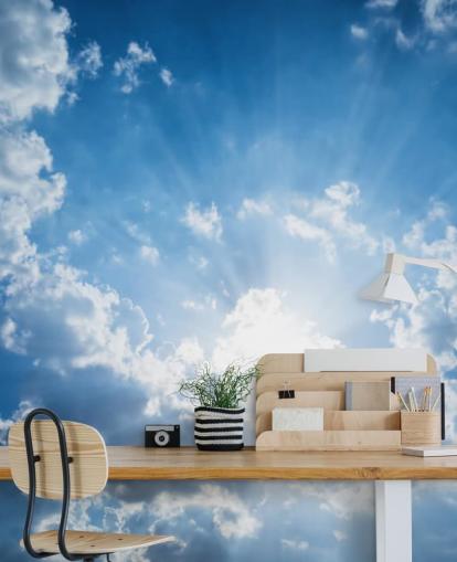 Papel de pared Cielo azul y blanco