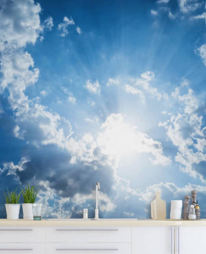 Blå og hvit himmel tapet