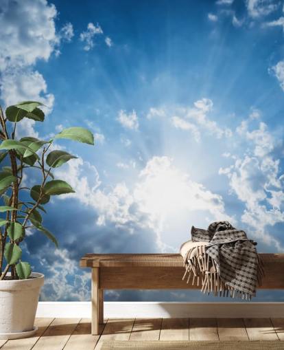 Carta da parati con cielo blu e bianco