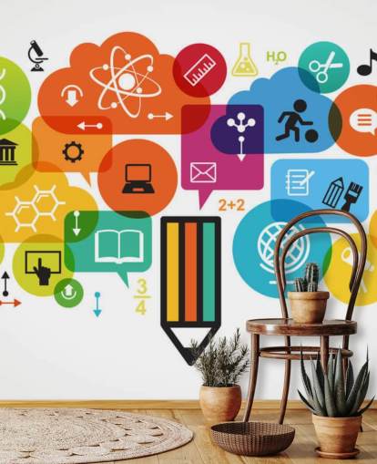 Decorazione murale con icone educative