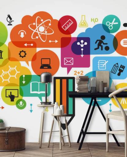 Mural de pared Iconos educativos