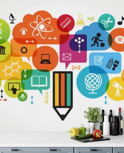 Onderwijs Pictogrammen Muurschildering